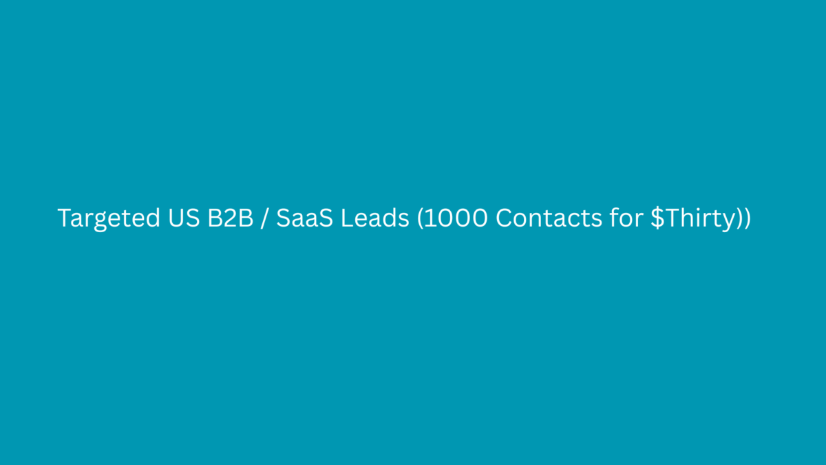 Targeted US B2B / SaaS Leads (1000 Contacts for $Thirty)