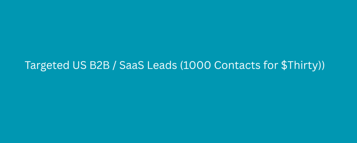 Targeted US B2B / SaaS Leads (1000 Contacts for $Thirty)